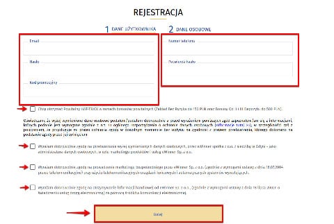 eWINNER rejestracja konta