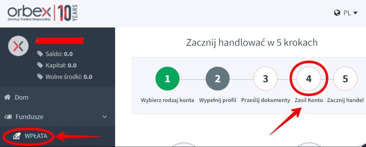 Złożenie depozyty w Orbex