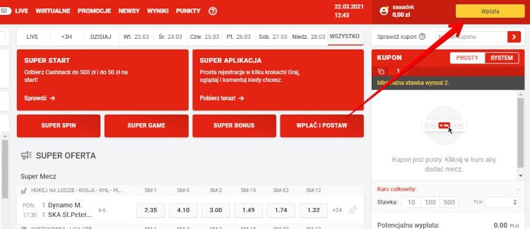 superbet-wplata-krok1 Wpłata 1 w Superbet
